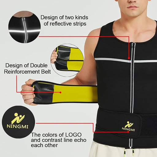 Chaleco de sauna NINGMI para hombre 2 en 1 con entrenador de cintura - Quierox - Tienda Online