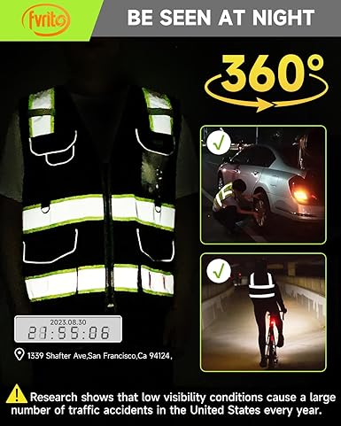 Chaleco de seguridad amarillo FVRITO para hombres y mujeres con 9 bolsillos y cremallera - Quierox - Tienda Online