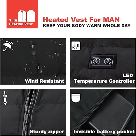 Chaleco térmico de 7.4 V ligera y lavable para hombres y mujeres - Quierox - Tienda Online