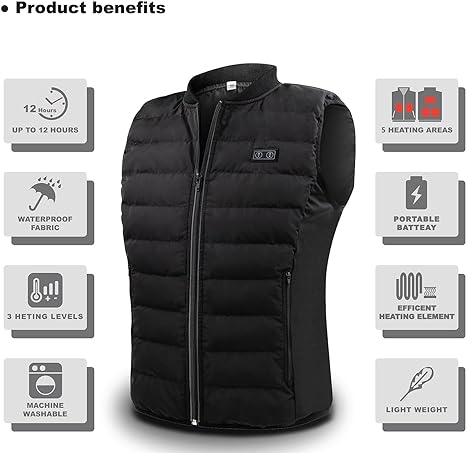 Chaleco térmico de 7.4 V ligera y lavable para hombres y mujeres - Quierox - Tienda Online