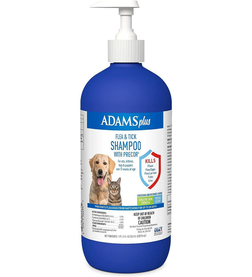 Champú Adams Plus contra pulgas y garrapatas con Precor para gatos, perros, 24oz - Quierox - Tienda Online