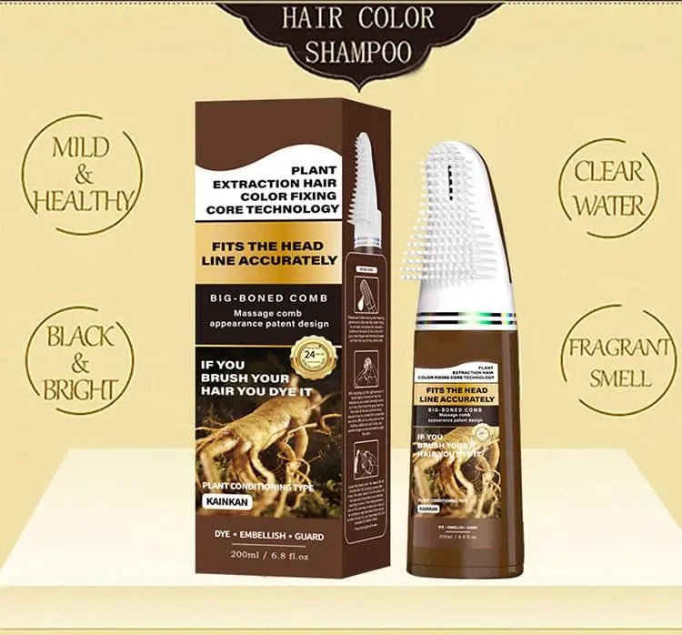 Champú con tinte para el cabello y peine (marrón castaño) - Quierox - Tienda Online