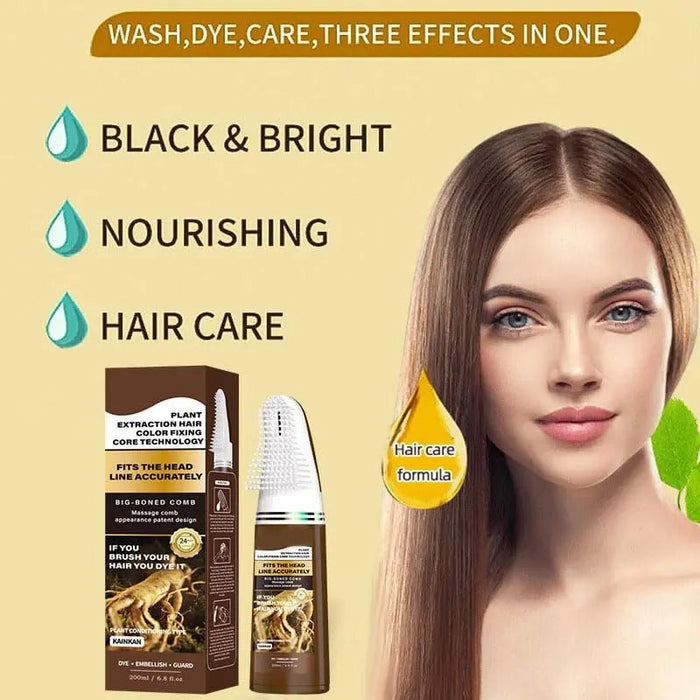 Champú con tinte para el cabello y peine (marrón castaño) - Quierox - Tienda Online