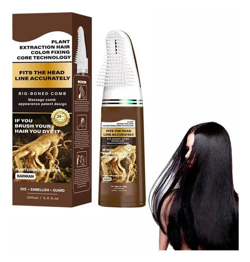Champú con tinte para el cabello y peine (marrón castaño) - Quierox - Tienda Online