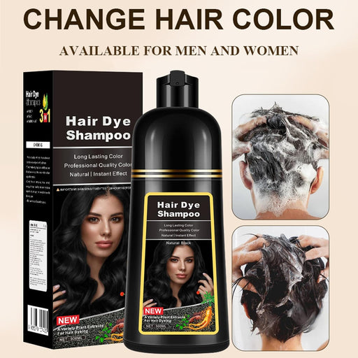 Champú de tinte natural para el cabello para cobertura de canas, 3 en 1 - Quierox - Tienda Online