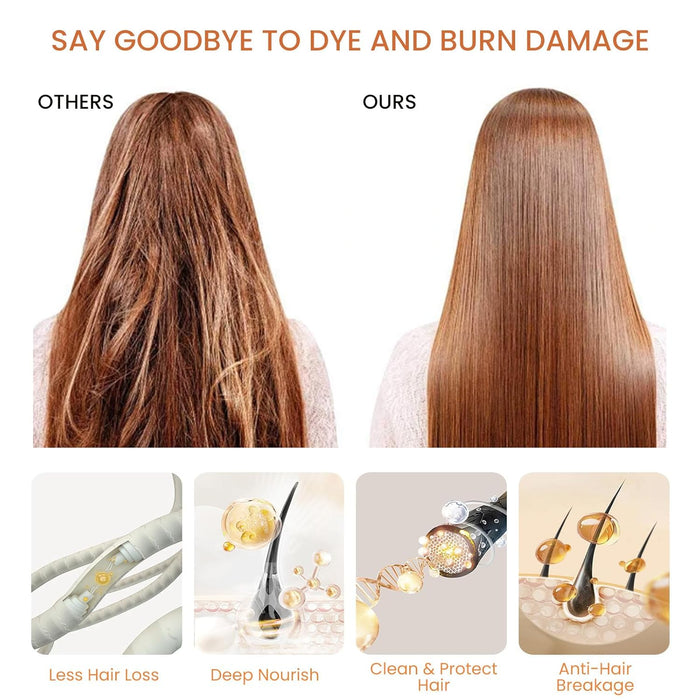 Champú de tinte para el cabello marrón dorado 3 en 1, color natural instantáneo para mujeres y hombres - Quierox - Tienda Online