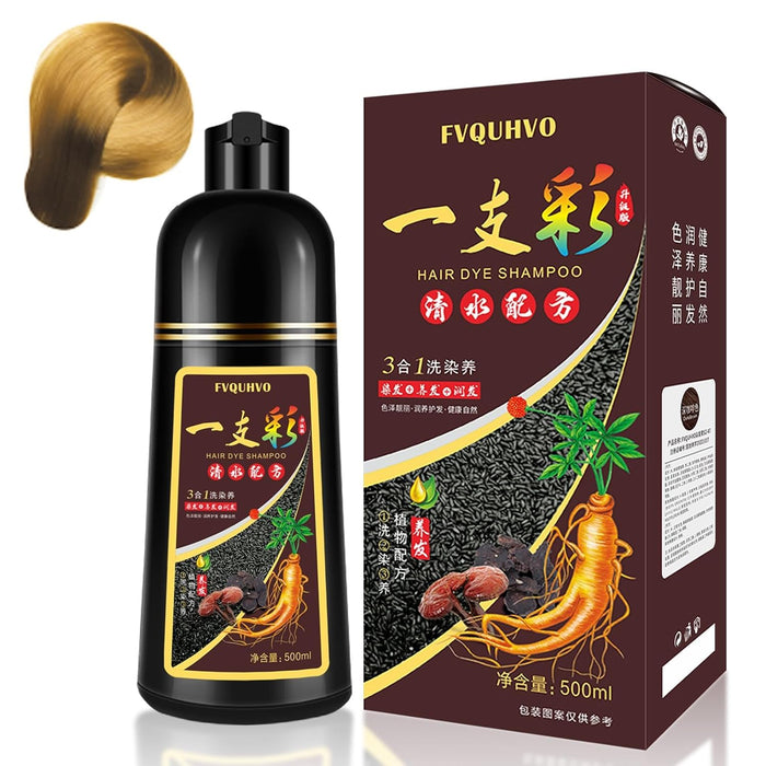Champú de tinte para el cabello marrón dorado 3 en 1, color natural instantáneo para mujeres y hombres - Quierox - Tienda Online