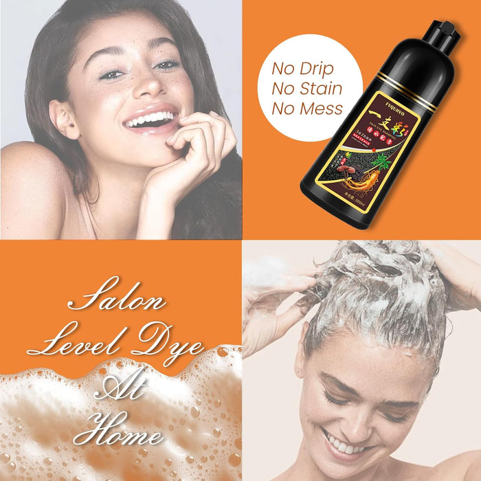 Champú de tinte para el cabello marrón dorado 3 en 1, color natural instantáneo para mujeres y hombres - Quierox - Tienda Online