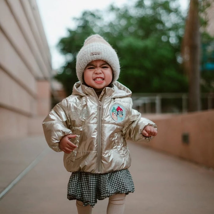 Chaqueta de esquí acolchada con capucha Gold de Bluey para niñas pequeñas