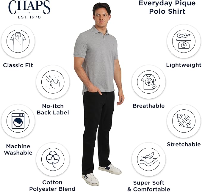 Chaps Polo para hombre, estilo casual, clásico, de corte elástico y piqué - Quierox - Tienda Online