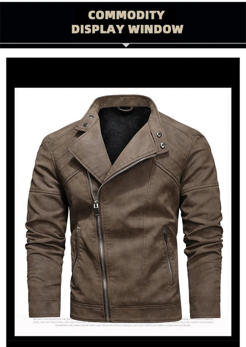 Chaqueta de cuero PU para hombre con solapa grande de lana - Quierox - Tienda Online