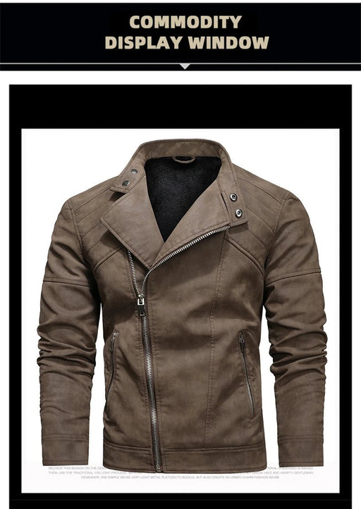Chaqueta de cuero PU para hombre con solapa grande de lana - Quierox - Tienda Online
