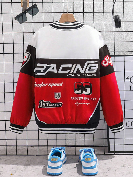 Chaqueta de punto gruesa con estampado de letras y números, de frente abierto, informa - Quierox - Tienda Online