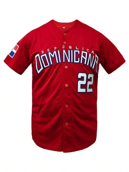 Chaqueta deportiva de béisbol para hombre 22 con bordado de letras dominicana - Quierox - Tienda Online