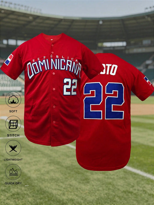 Chaqueta deportiva de béisbol para hombre 22 con bordado de letras dominicana - Quierox - Tienda Online