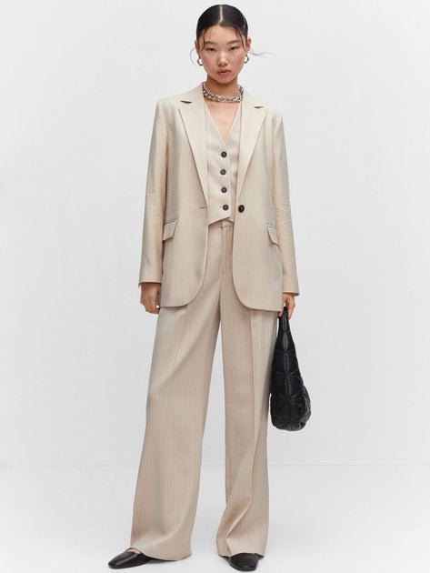 Chaqueta larga de mujer Mango - Beige - Quierox - Tienda Online