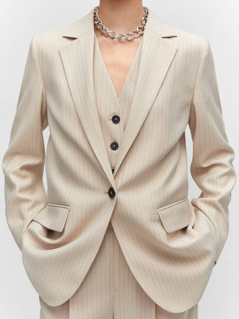 Chaqueta larga de mujer Mango - Beige - Quierox - Tienda Online