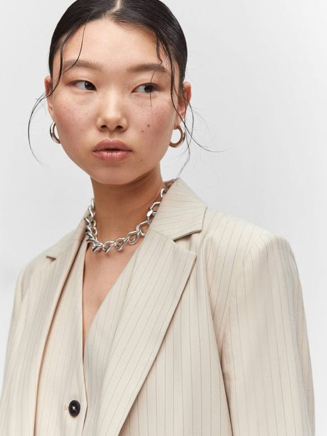 Chaqueta larga de mujer Mango - Beige - Quierox - Tienda Online