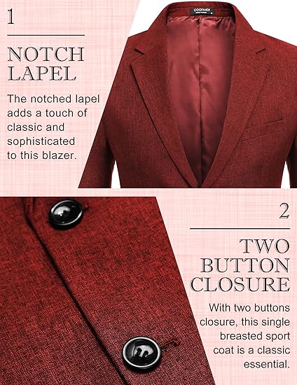 Chaqueta tipo blazer informal de dos botones para hombre de COOFANDY - Quierox - Tienda Online