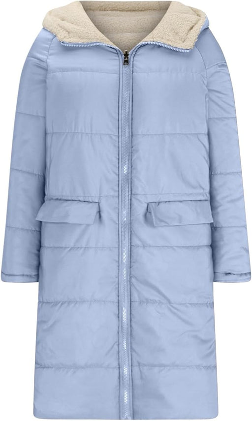Chaquetas largas reversibles para mujer, forro polar grueso y cálido, chamarra térmico a la moda - Quierox - Tienda Online