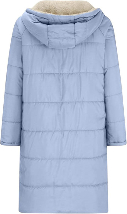 Chaquetas largas reversibles para mujer, forro polar grueso y cálido, chamarra térmico a la moda - Quierox - Tienda Online