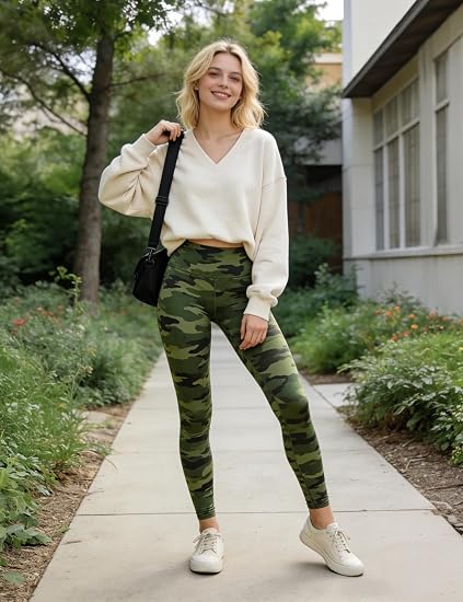 CHARMKING Leggings de cintura alta para mujer, control de abdomen suave con estampado militar - Quierox - Tienda Online