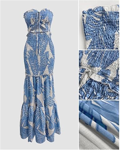 ChicMe Vestido de Mujer con Estampado Tropical, Tubo con Cordón y Pliegues - Quierox - Tienda Online