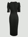 ChicMe Vestido midi plisado con cuello redondo, mangas de pétalo, decoración floral 3D - Quierox - Tienda Online