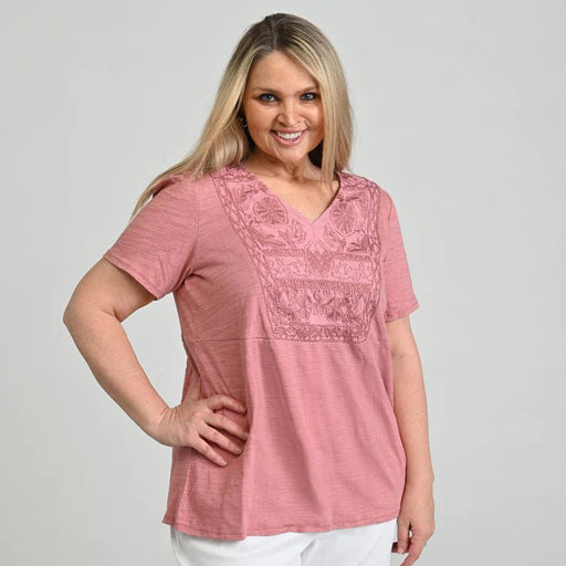 Christopher and banks Top de manga corta bordado - Quierox - Tienda Online