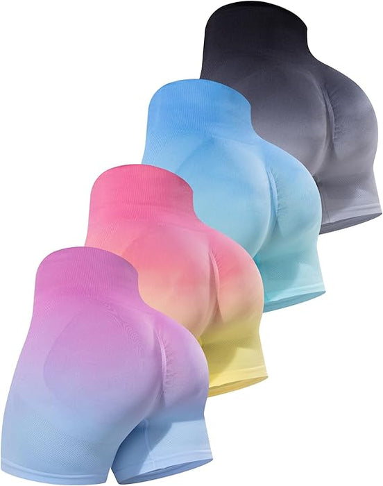 CHRLEISURE - Pantalones cortos deportivos para mujer (4 unidades), cintura alta, realzadores de glúteos, sin costuras - Quierox - Tienda Online