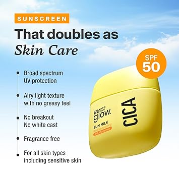 CICA SUN MILK, humectante con SPF 50, protector solar invisible de amplio espectro para cara - Quierox - Tienda Online