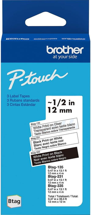 Cinta adhesiva Brother P-Touch Btag, BTAG3M01, de 0.47 pulgadas por 13.1 pies paquete de 3 - Quierox - Tienda Online