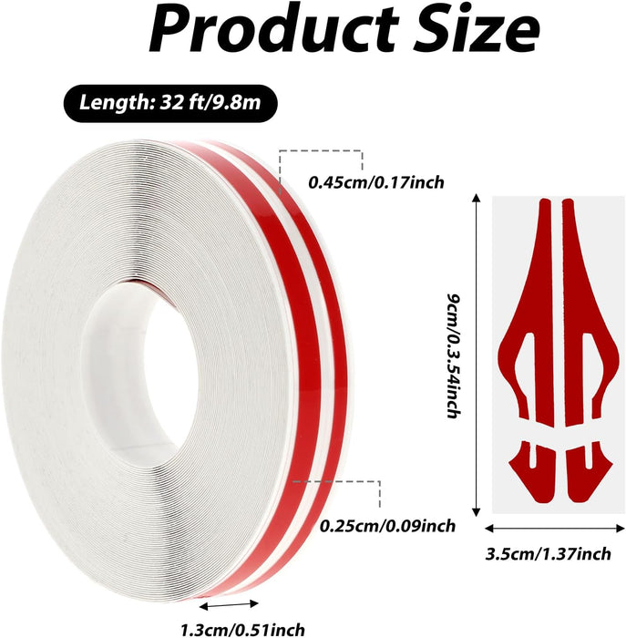 Cinta de vinilo rojo a rayas, calcomanías para automóviles, Cromo rojo 1/12 "y 1/6" 2mm y 4mm - Quierox - Tienda Online