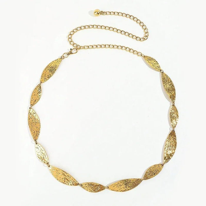 Cinturón de cadena dorado para mujer, de Metal punk con hoja de vaquera - Quierox - Tienda Online