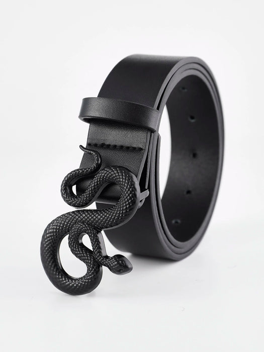 Cinturón versátil con hebilla de serpiente negra y rayas de cebra para hombre. - Quierox - Tienda Online