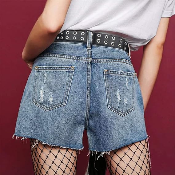 Cinturones de cuero con ojales para mujer, hebilla de doble punta, estilo vintage - Quierox - Tienda Online