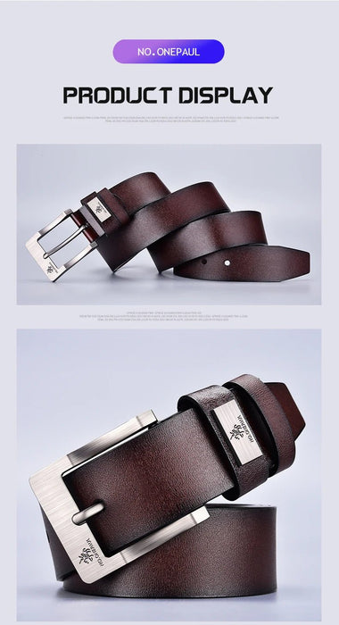 Cinturones de piel auténtica para hombre, de alta calidad, con hebilla para vaqueros, de piel de vaca - Quierox - Tienda Online