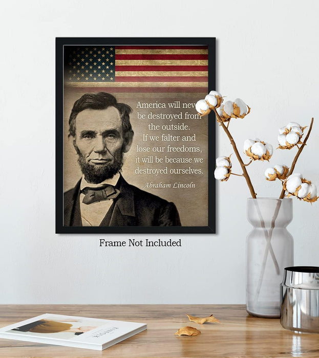 Cita histórica de Abraham Lincoln - Impresión artística de decoración de pared del presidente patriótico estadounidense - Quierox - Tienda Online
