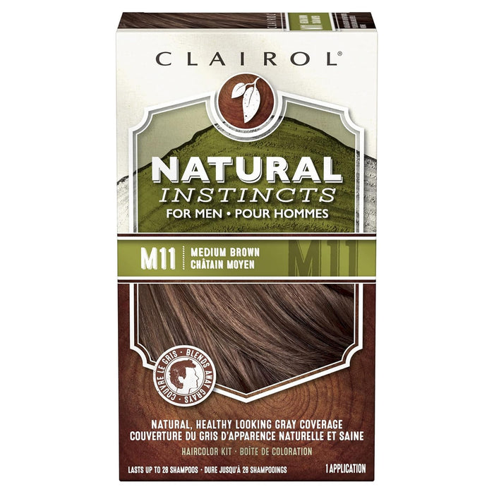 Clairol Natural Instincts - Tinte semipermanente para el cabello para hombres, color castaño oscuro M11 - Quierox - Tienda Online