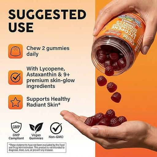 CLEAN Gomitas bronceadoras Sunless Glow con licopeno, betacaroteno 60 unidades - Quierox - Tienda Online