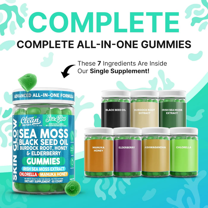Clean Nutra Gomitas de Musgo Marino Aceite de Semilla Negra Crecimiento del Cabello - Quierox - Tienda Online