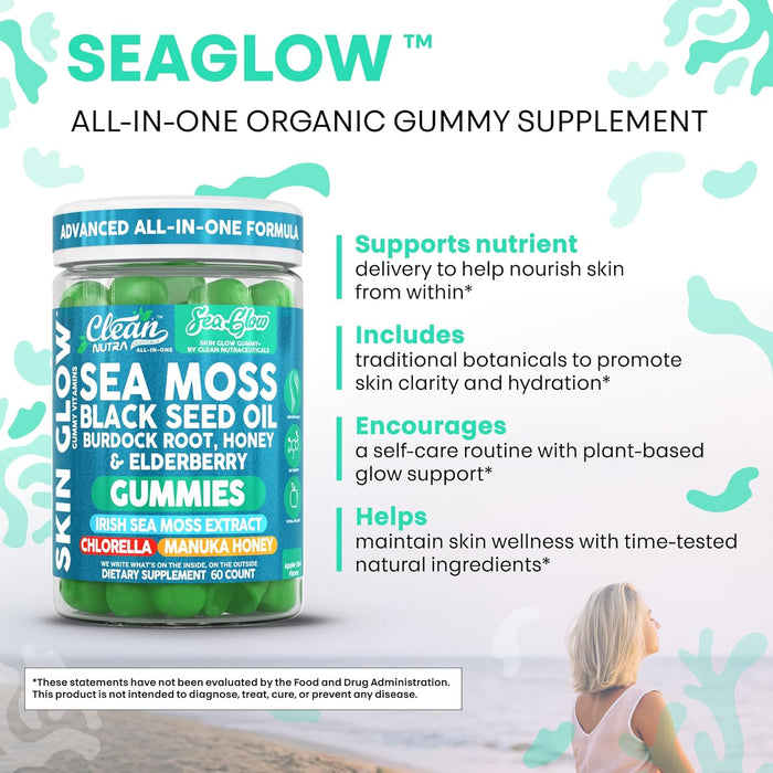 Clean Nutra Gomitas de Musgo Marino Aceite de Semilla Negra Crecimiento del Cabello - Quierox - Tienda Online