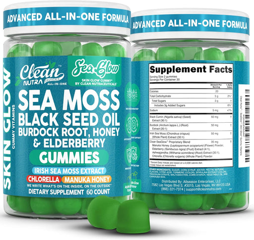 Clean Nutra Gomitas de Musgo Marino Aceite de Semilla Negra Crecimiento del Cabello - Quierox - Tienda Online