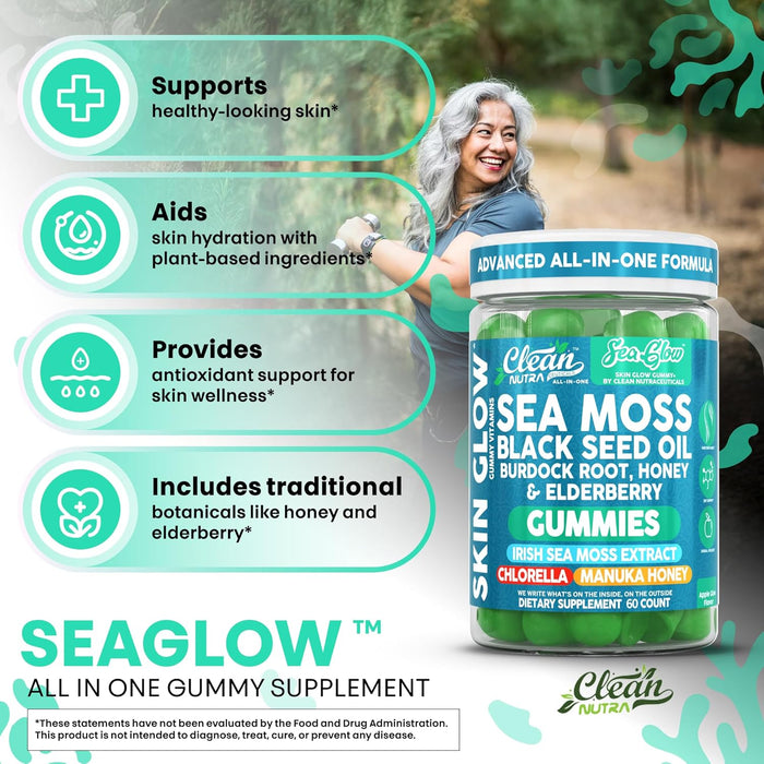 Clean Nutra Gomitas de Musgo Marino Aceite de Semilla Negra Crecimiento del Cabello - Quierox - Tienda Online