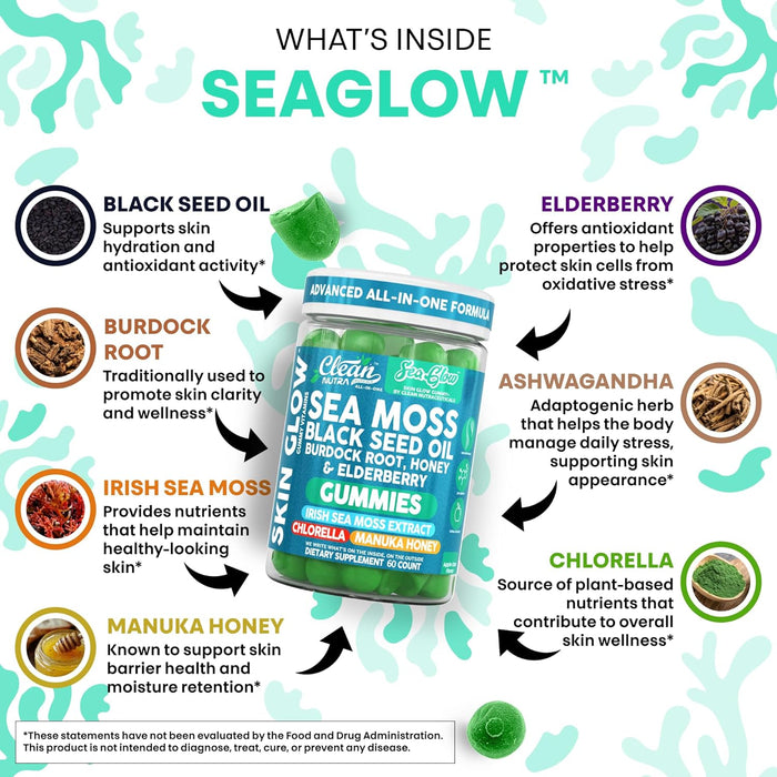 Clean Nutra Gomitas de Musgo Marino Aceite de Semilla Negra Crecimiento del Cabello - Quierox - Tienda Online