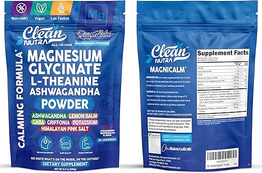 CLEAN Suplemento en polvo de glicinato de magnesio + L - teanina - Quierox - Tienda Online