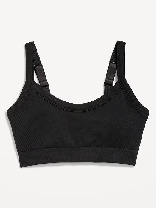 Old Navy Sujetador deportivo fluido de canalé sin costuras y con soporte ligero