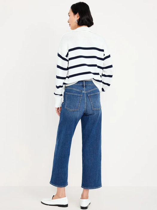 OLD NAVY Jeans de talle alto y pierna ancha estilo cropped
