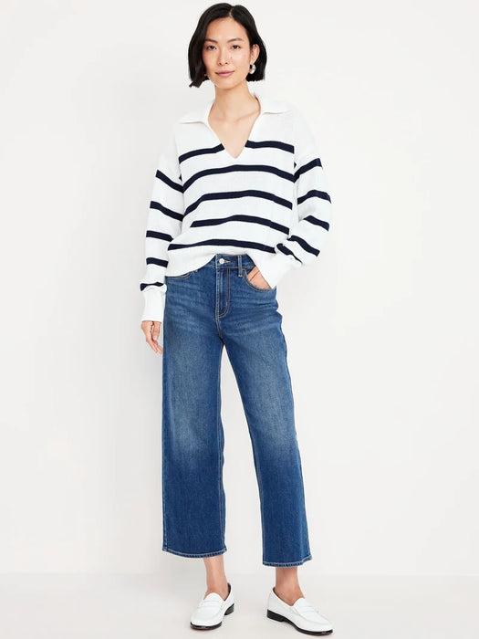 OLD NAVY Jeans de talle alto y pierna ancha estilo cropped