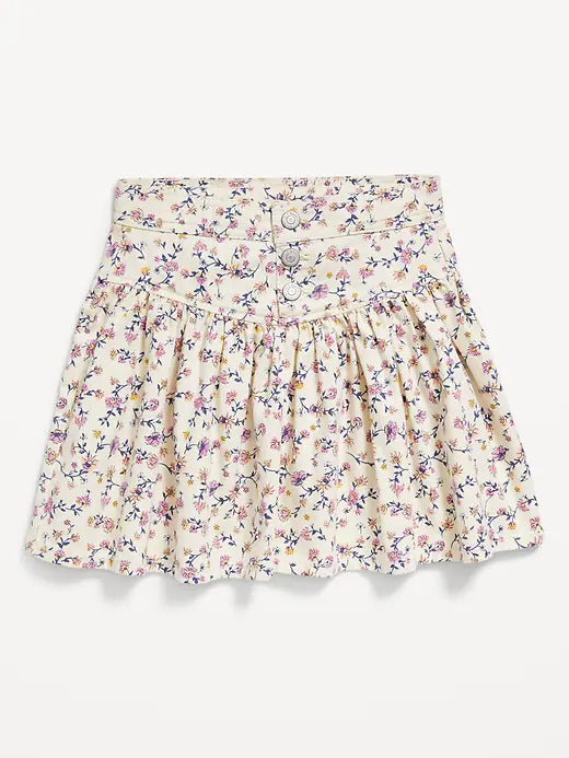 Old Navy Falda acampanada de sarga estampada con botones al frente para niñas